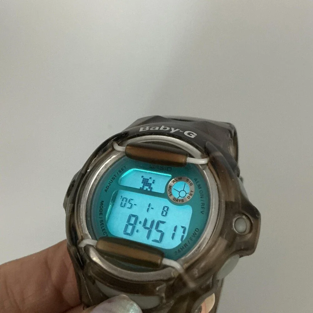 Casio Baby-G BG-169R Womens Watch 39mm Blue Digital Dial Brown Resin New Battery